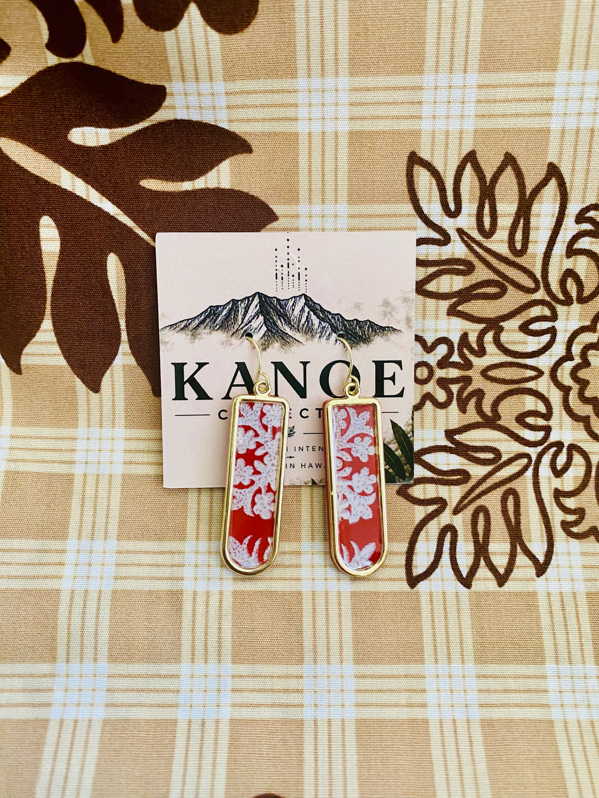 Red Hawaiian Quilt Earrings