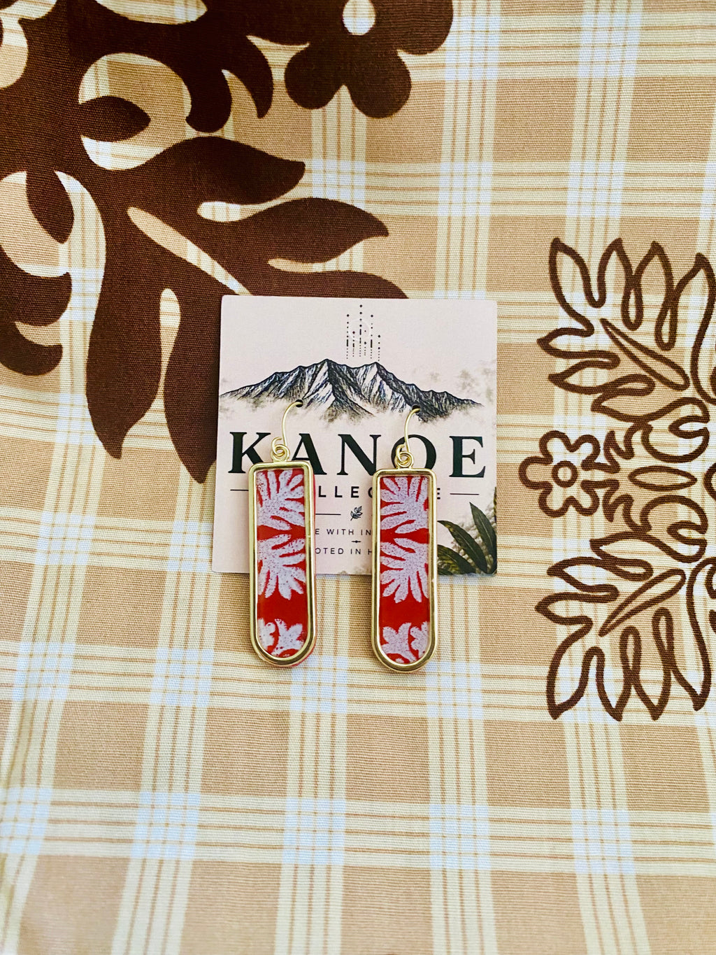 Red Hawaiian Quilt Earrings
