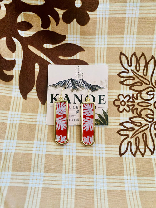 Red Hawaiian Quilt Earrings