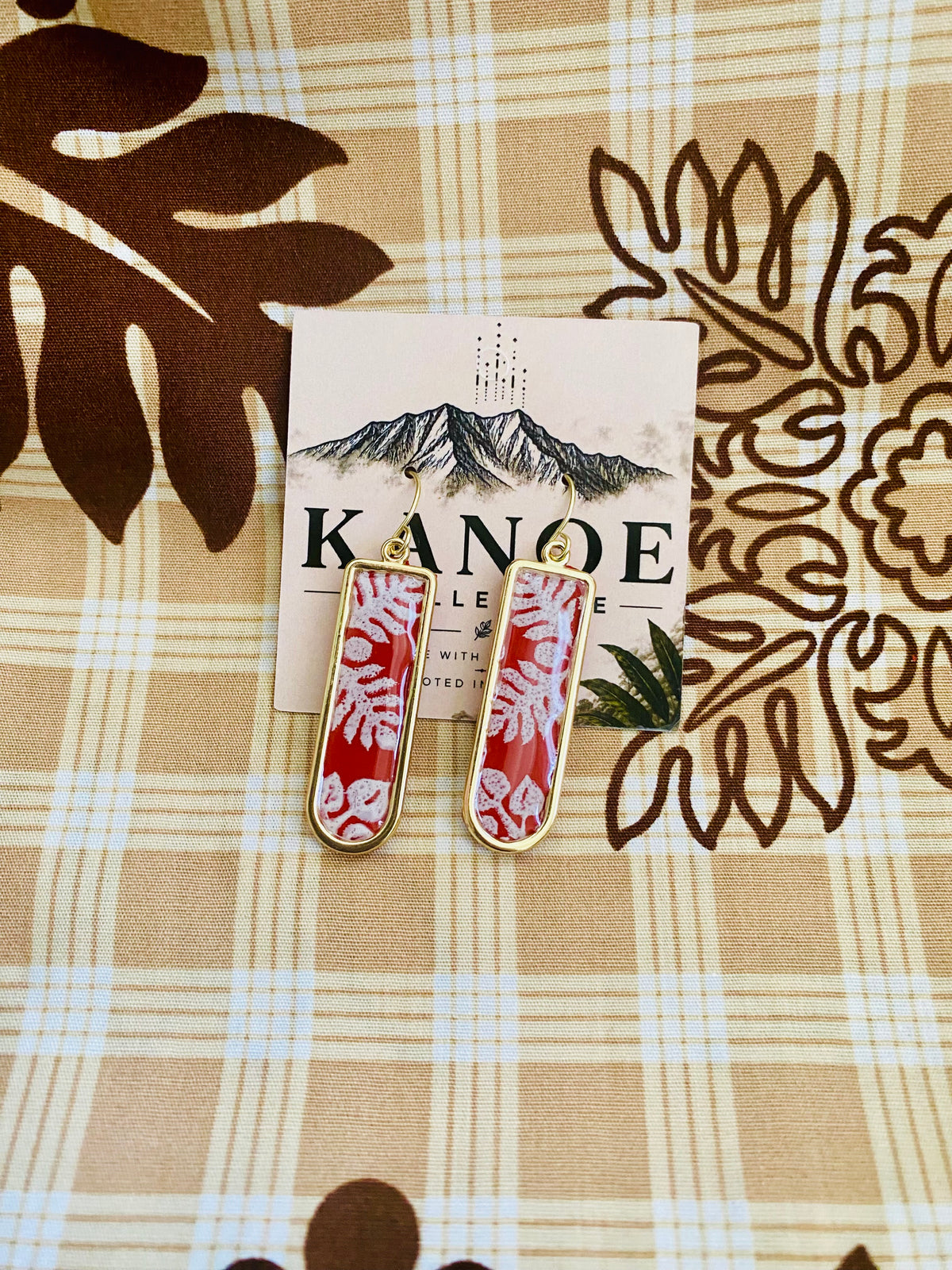 Red Hawaiian Quilt Earrings
