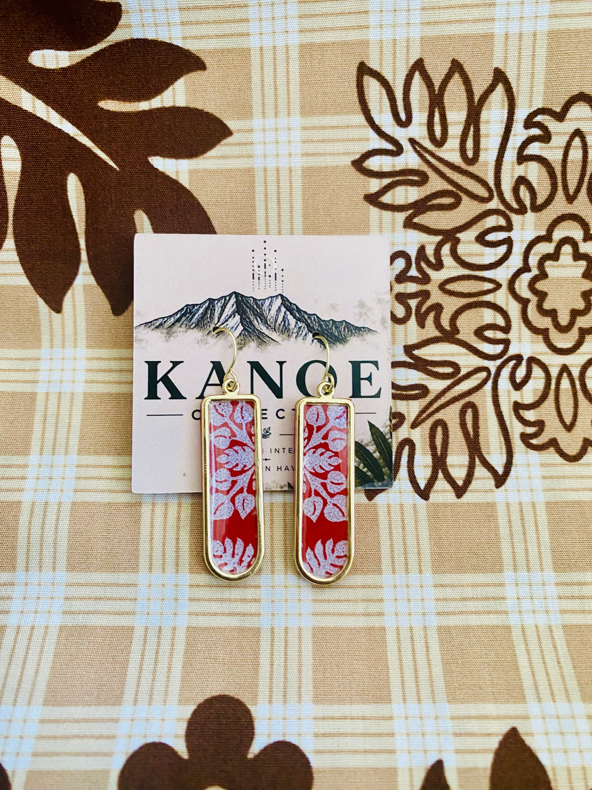 Red Hawaiian Quilt Earrings